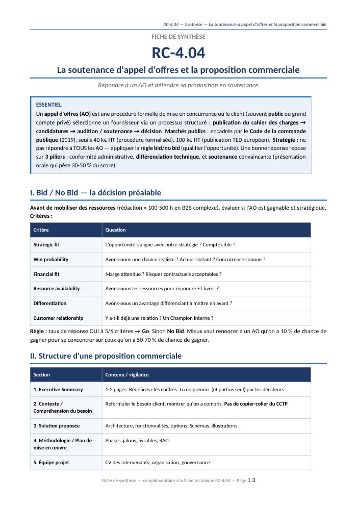 Première page de la synthèse
