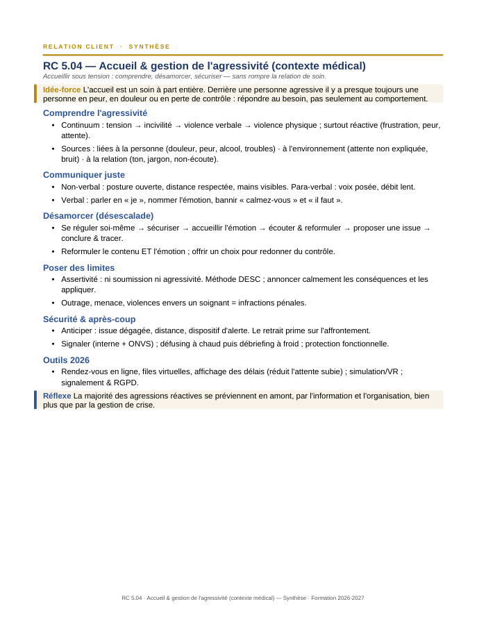 Première page de la synthèse