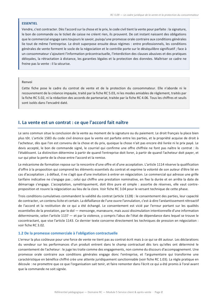 Une page du cours RC 5.09