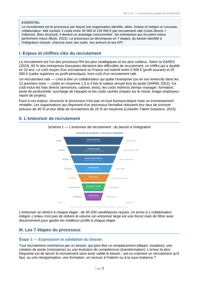 Une page du cours RH 1.01