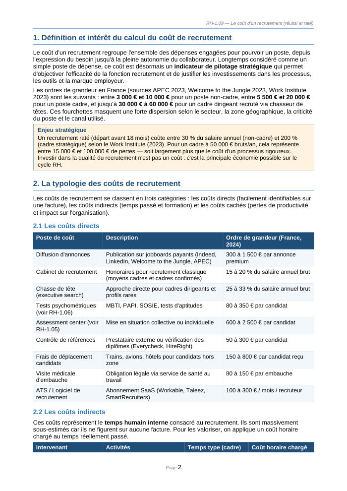 Une page du cours RH 1.09
