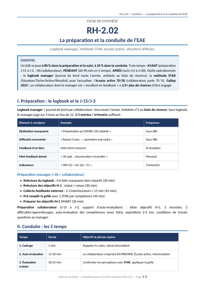 Première page de la synthèse