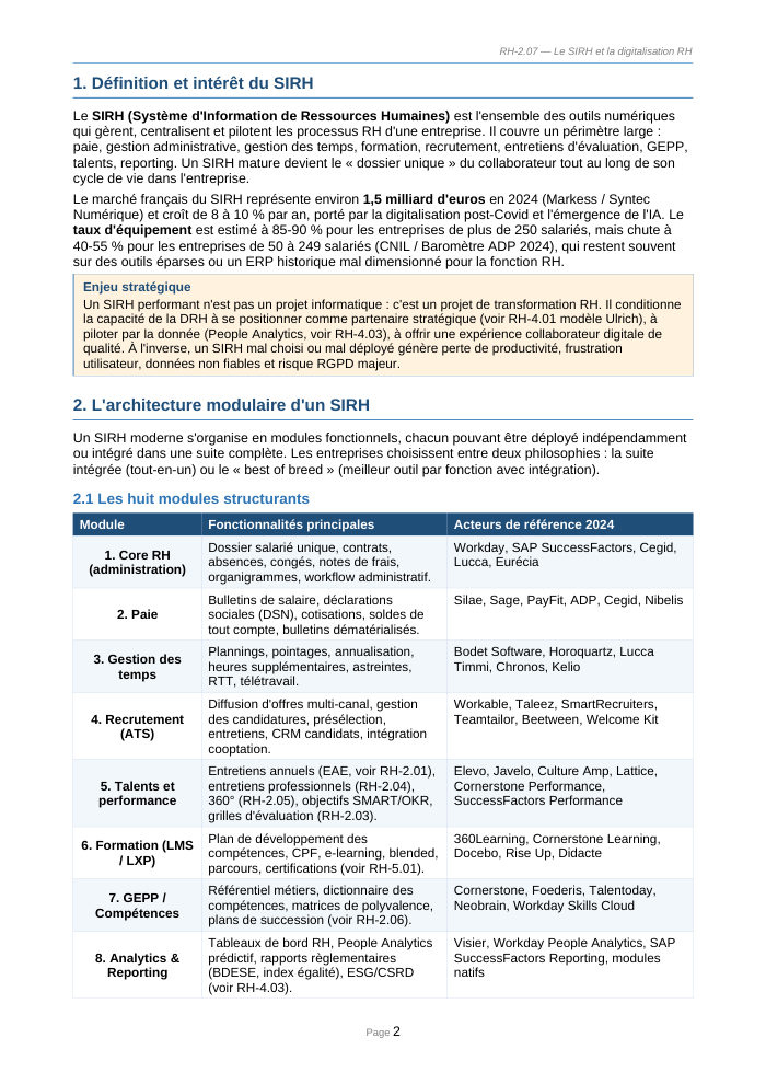 Une page du cours RH 2.07
