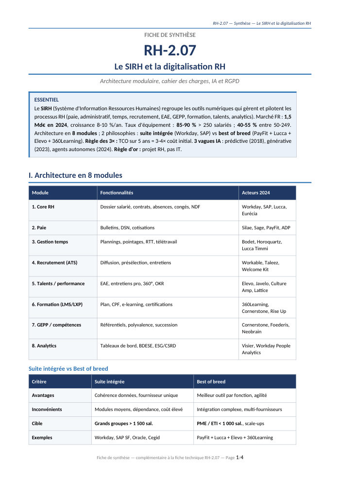 Première page de la synthèse