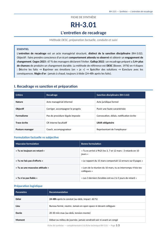 Première page de la synthèse