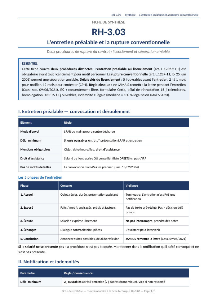 Première page de la synthèse