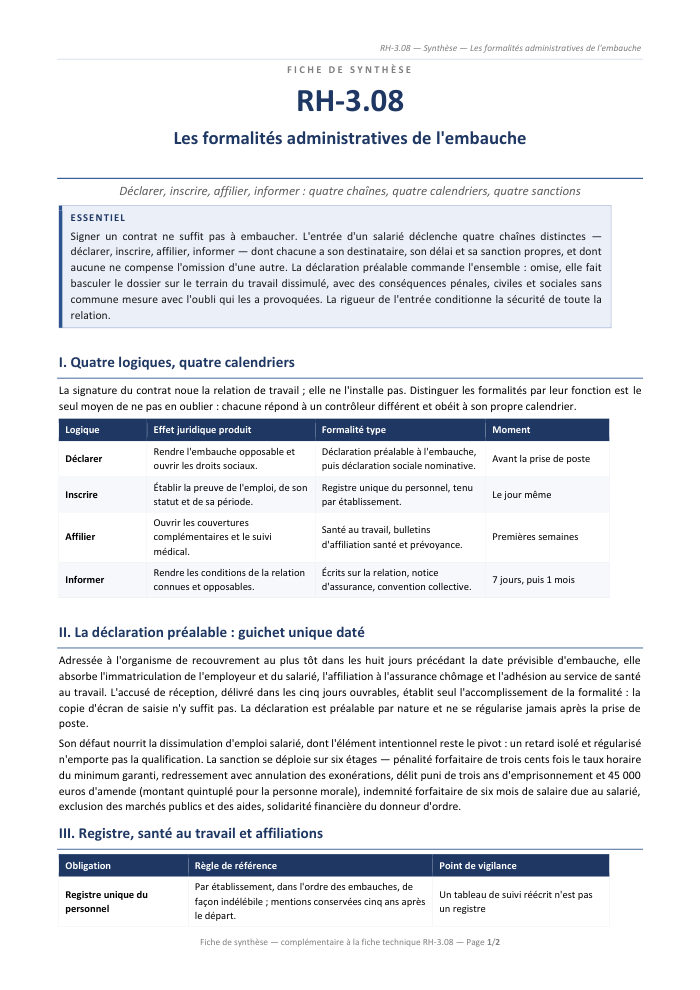 Première page de la synthèse
