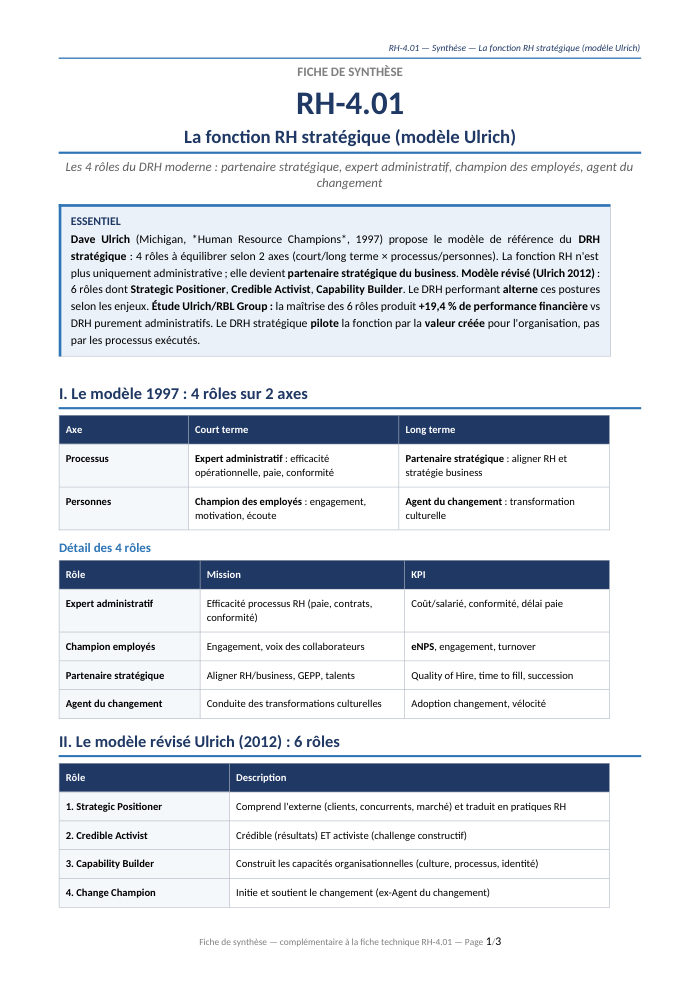 Première page de la synthèse