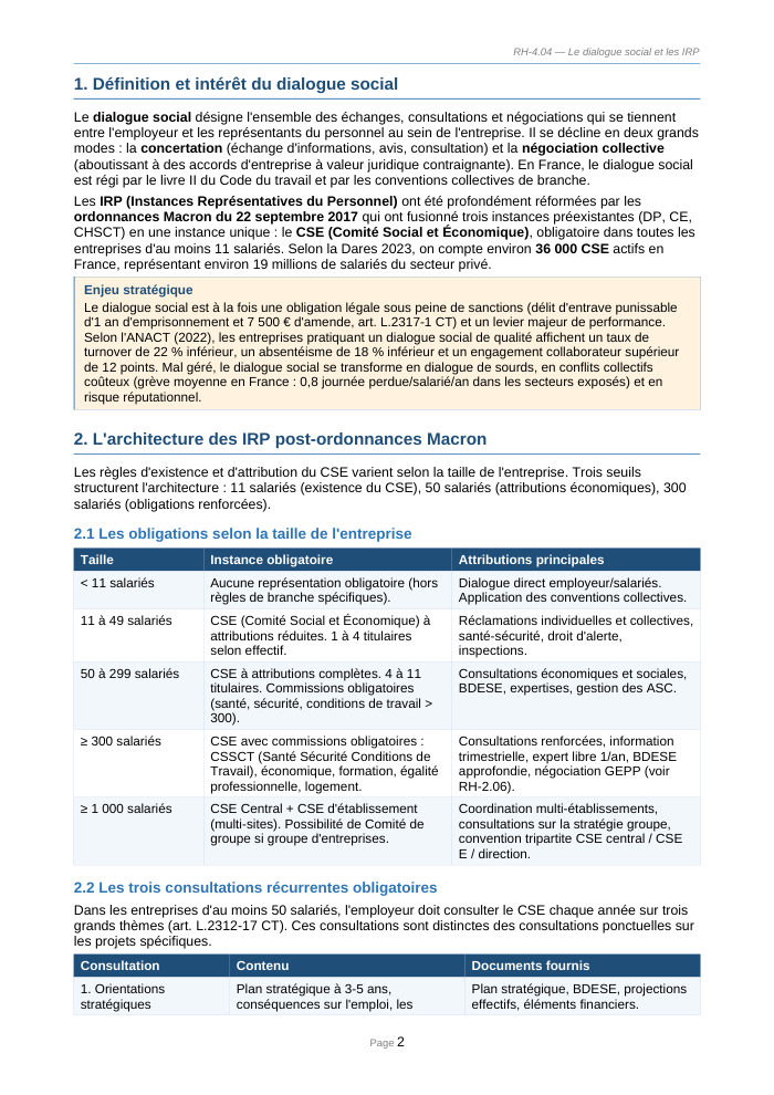 Une page du cours RH 4.04