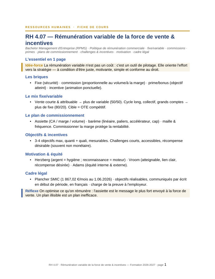 Première page de la synthèse
