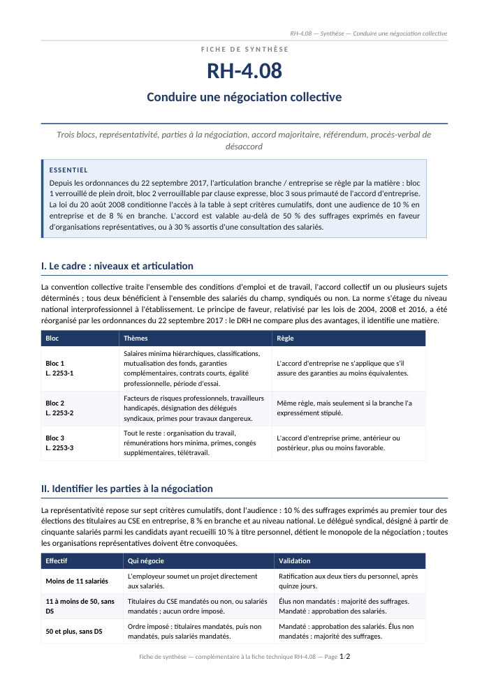 Première page de la synthèse