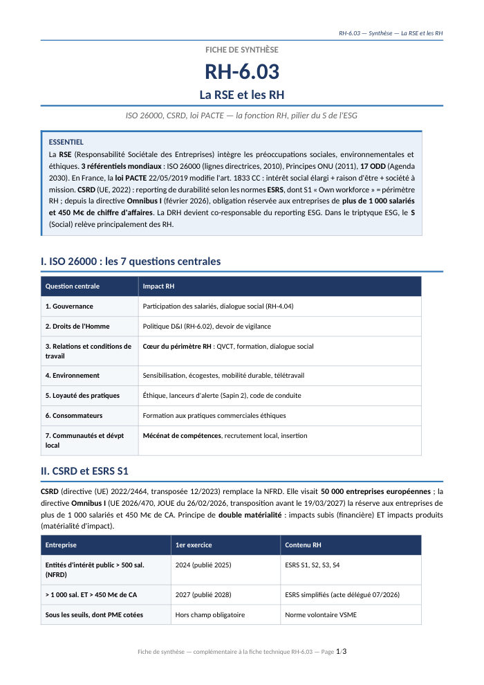 Première page de la synthèse