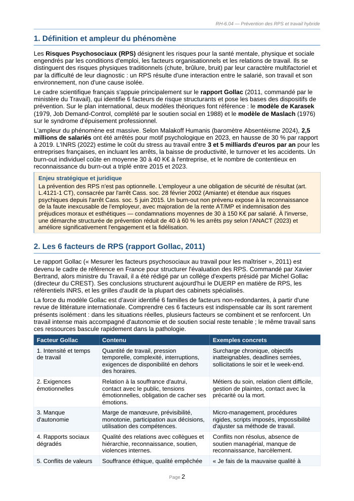 Une page du cours RH 6.04