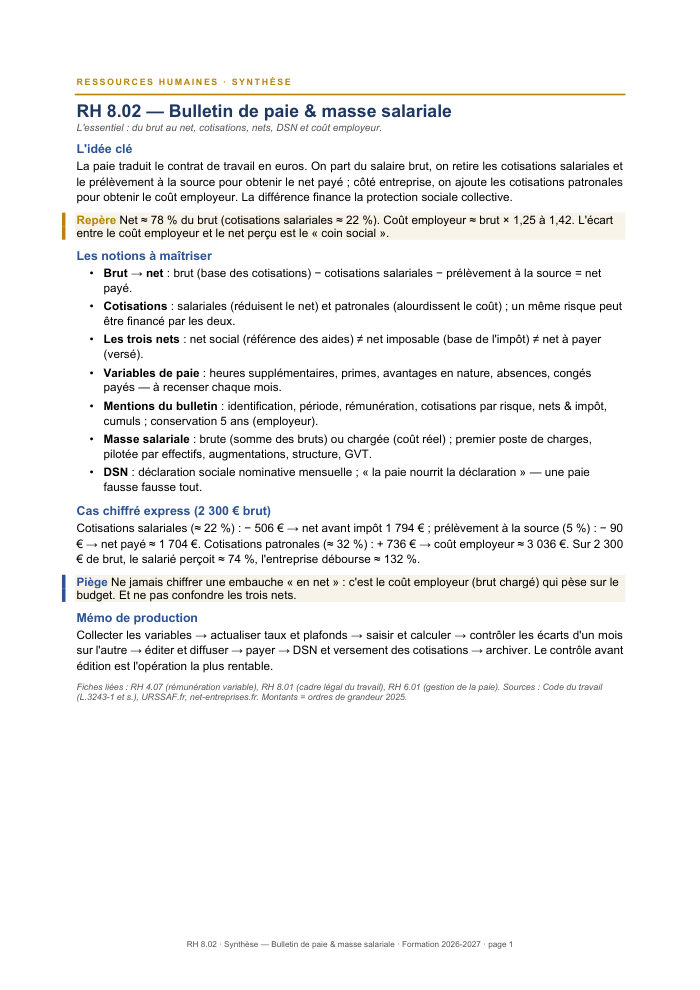 Première page de la synthèse