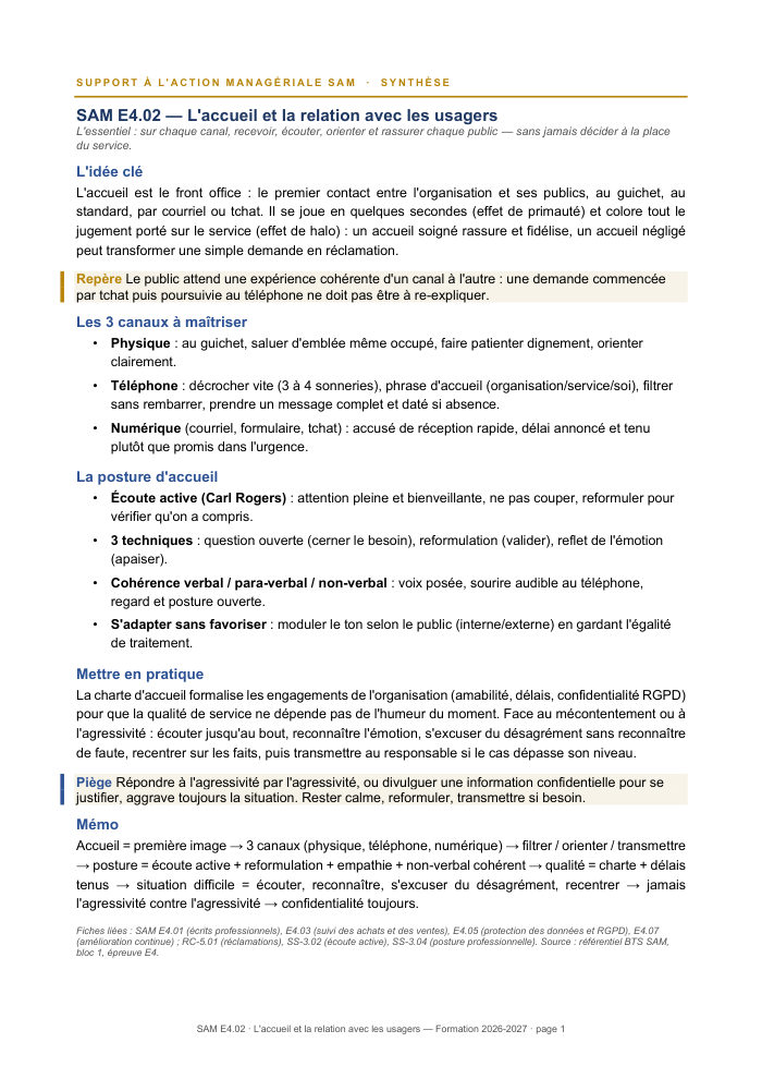 Première page de la synthèse