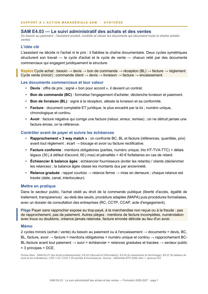 Première page de la synthèse