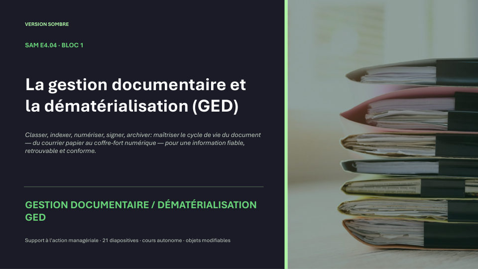 Première diapositive de la fiche SAM E4.04