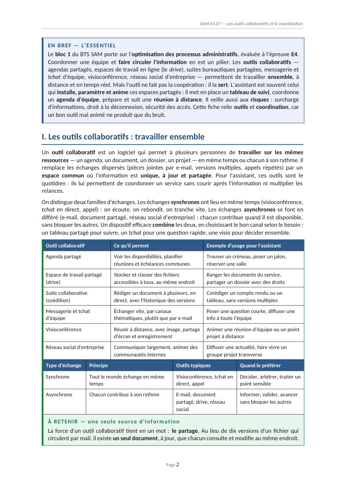 Une page du cours SAM E4.07