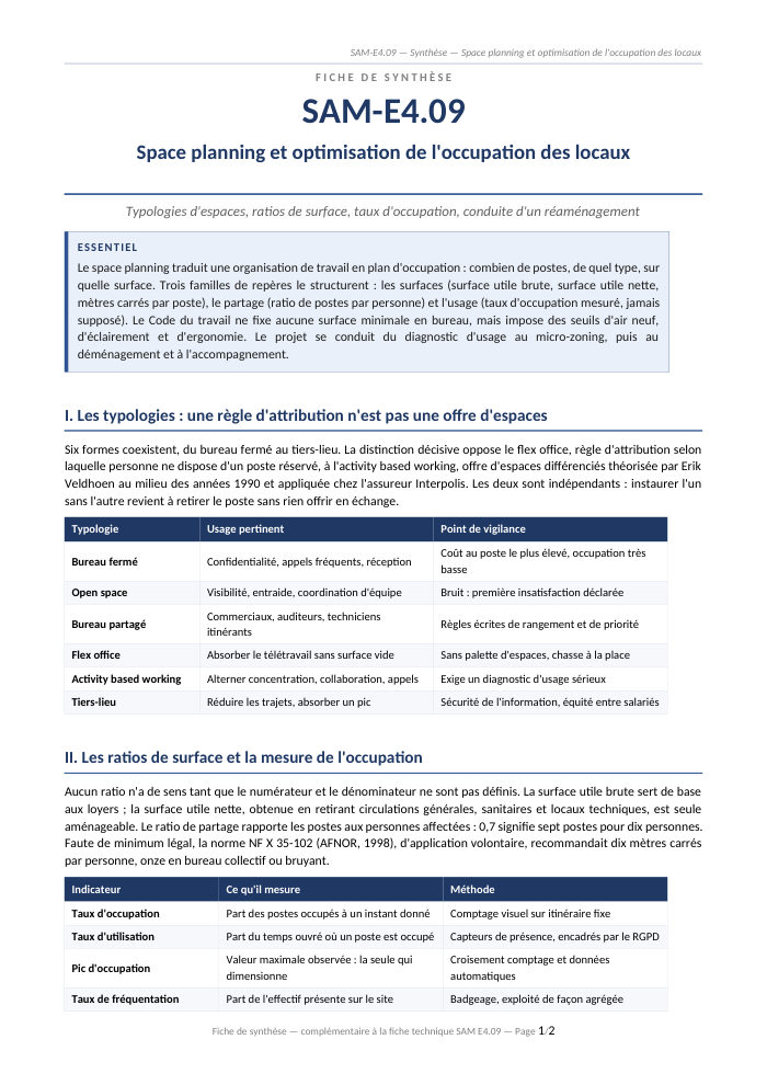 Première page de la synthèse