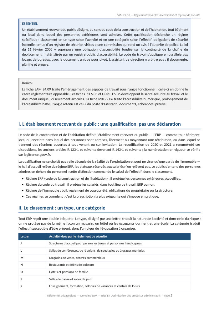 Une page du cours SAM E4.10