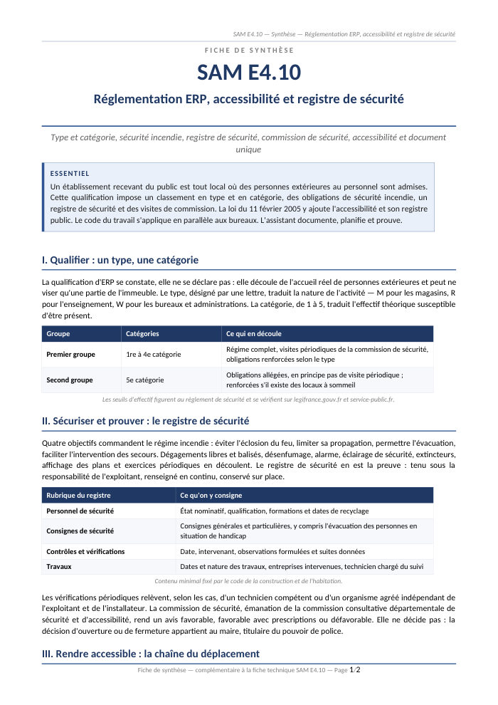 Première page de la synthèse