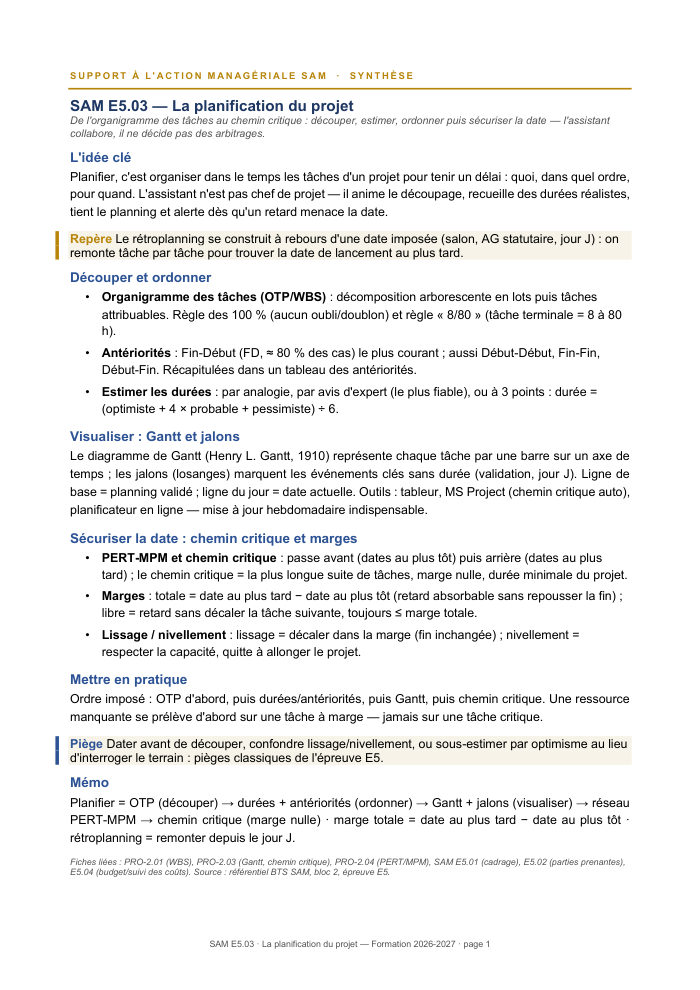 Première page de la synthèse