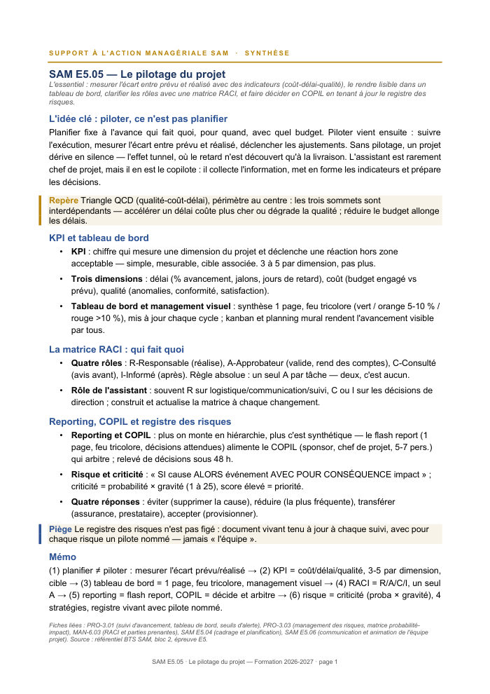 Première page de la synthèse