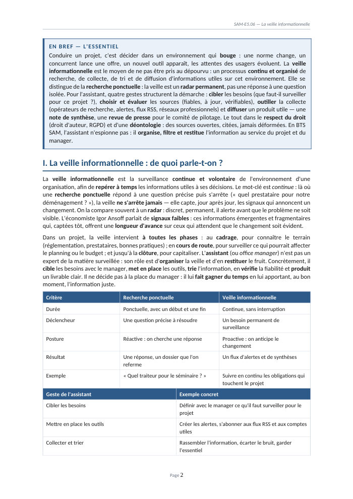 Une page du cours SAM E5.06
