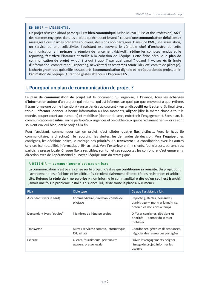 Une page du cours SAM E5.07