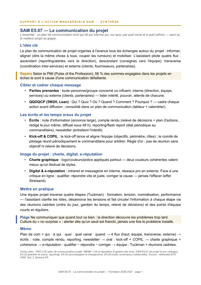 Première page de la synthèse
