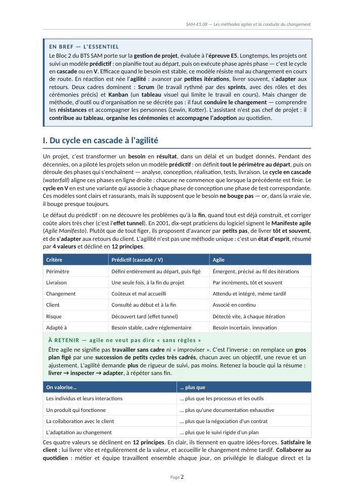 Une page du cours SAM E5.08