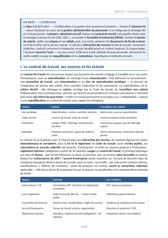 Une page du cours SAM E6.02