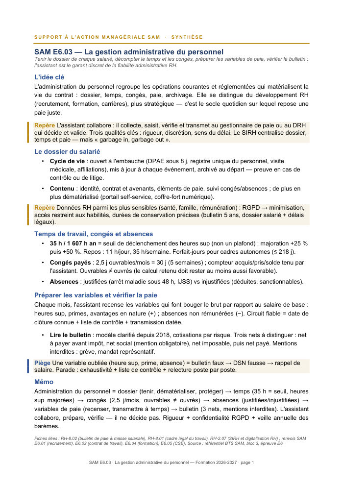 Première page de la synthèse