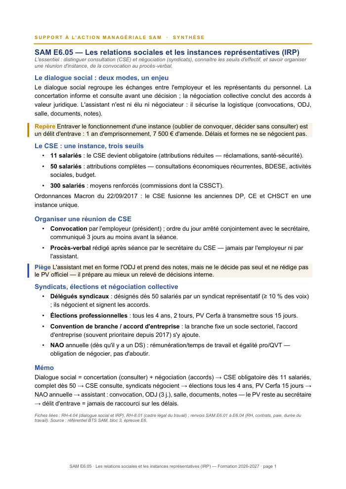 Première page de la synthèse
