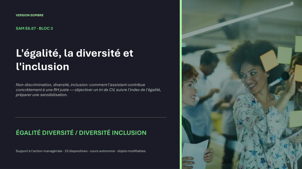 Première diapositive de la fiche SAM E6.07