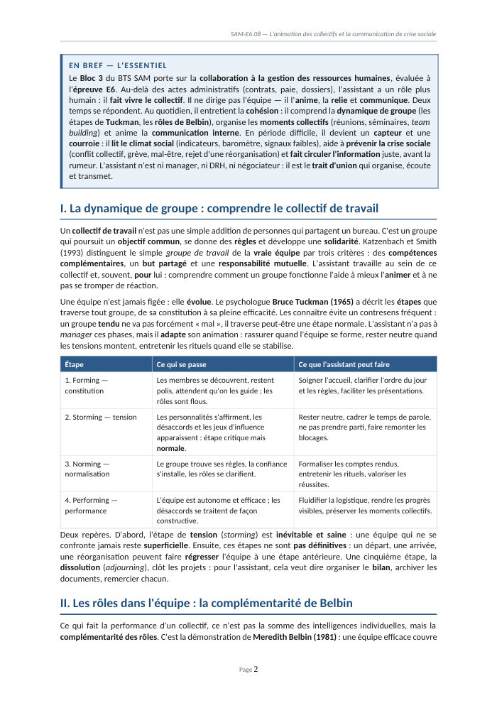 Une page du cours SAM E6.08