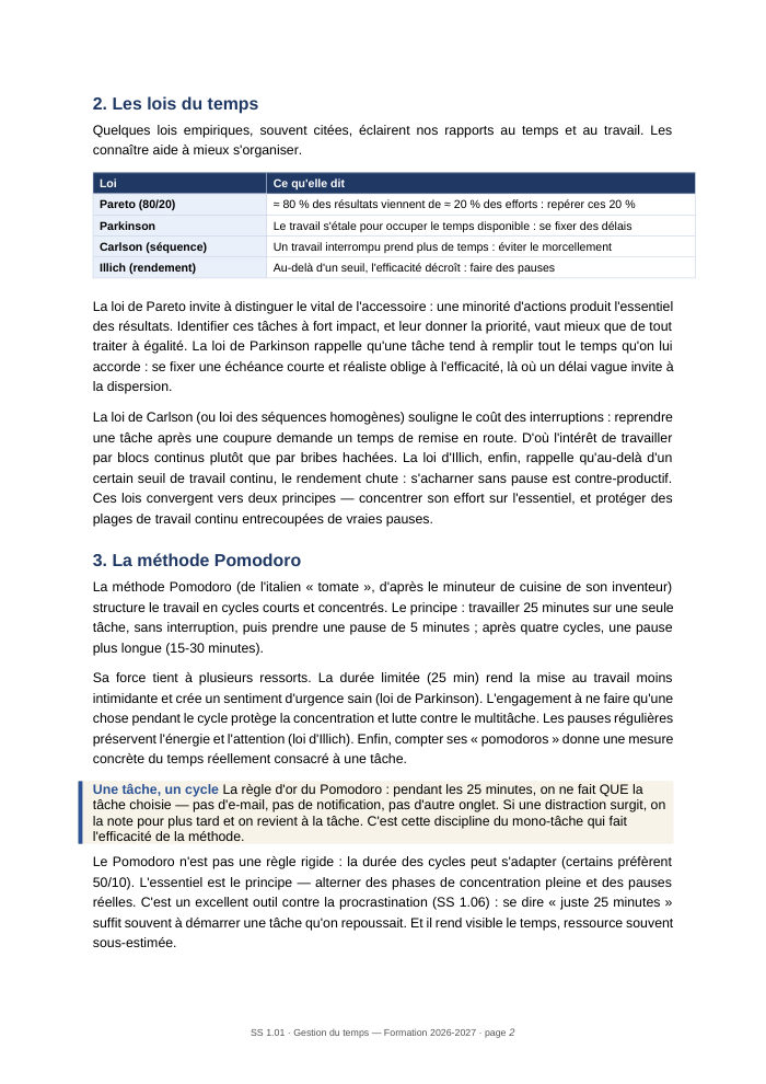 Une page du cours SS 1.01