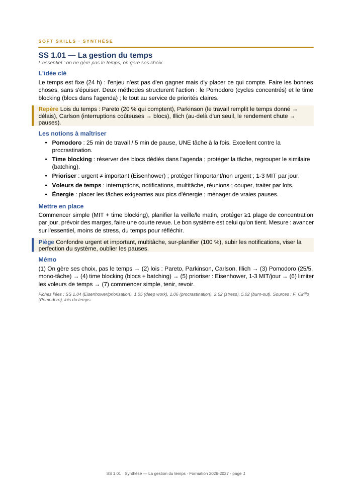 Première page de la synthèse