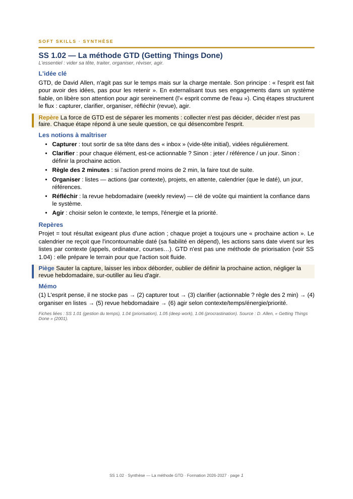Première page de la synthèse