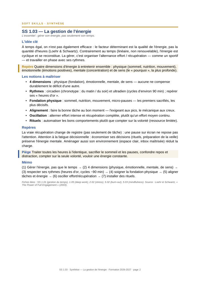 Première page de la synthèse