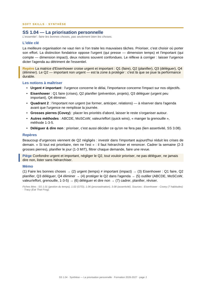 Première page de la synthèse
