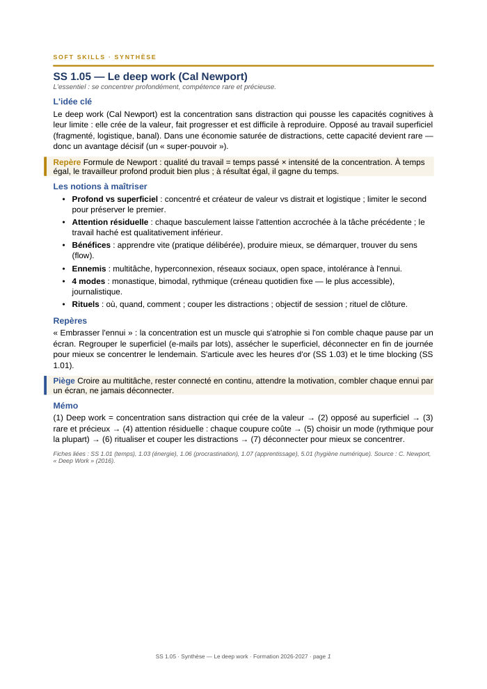 Première page de la synthèse