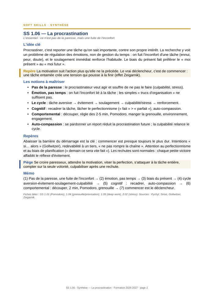 Première page de la synthèse
