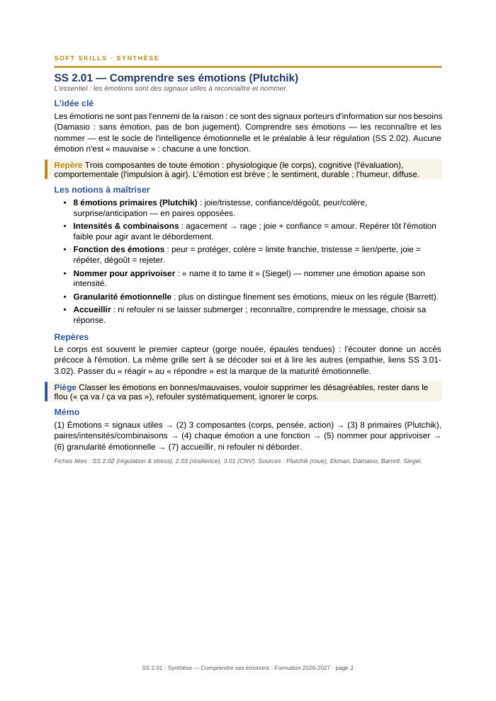 Première page de la synthèse