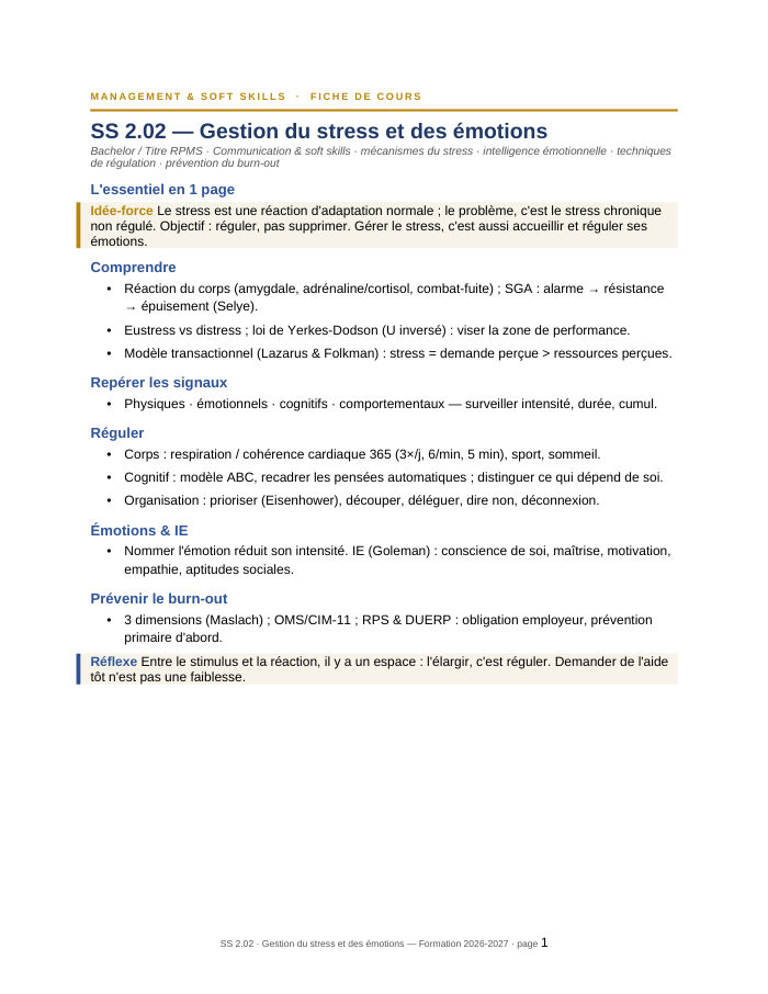 Première page de la synthèse