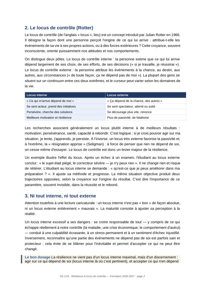 Une page du cours SS 2.03