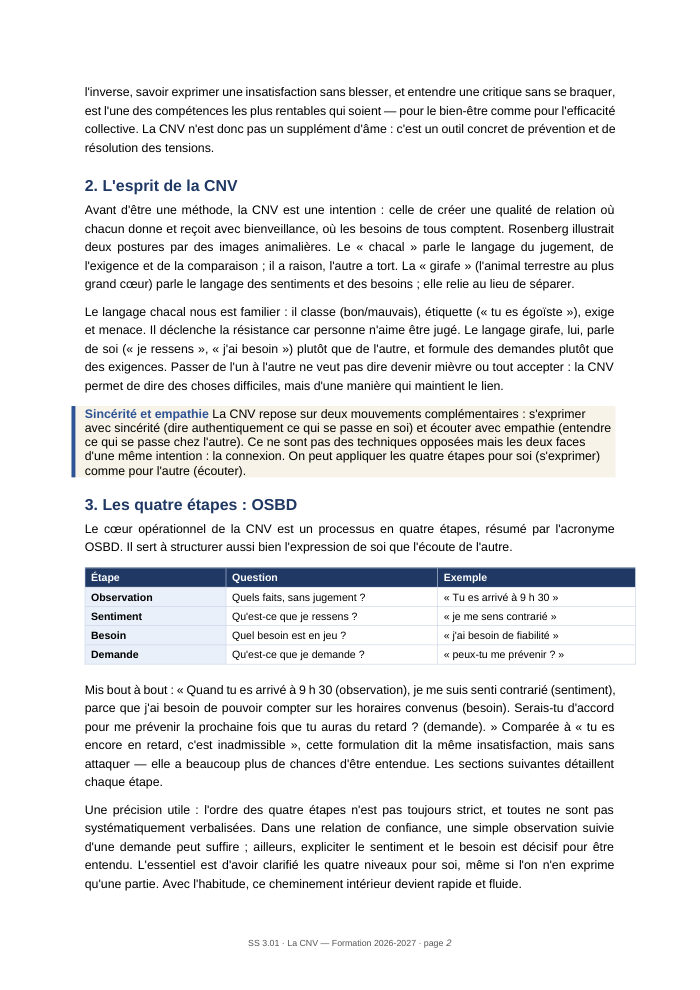 Une page du cours SS 3.01