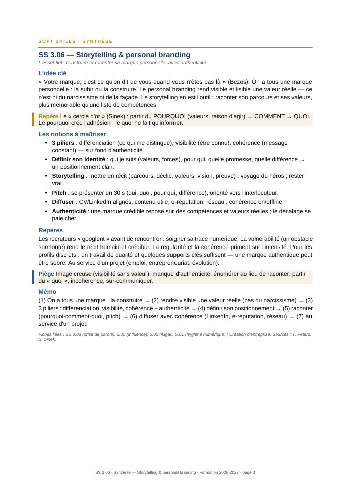 Première page de la synthèse