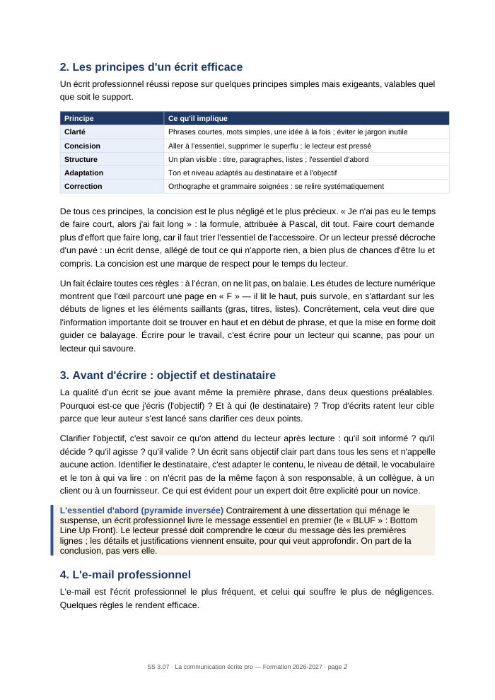Une page du cours