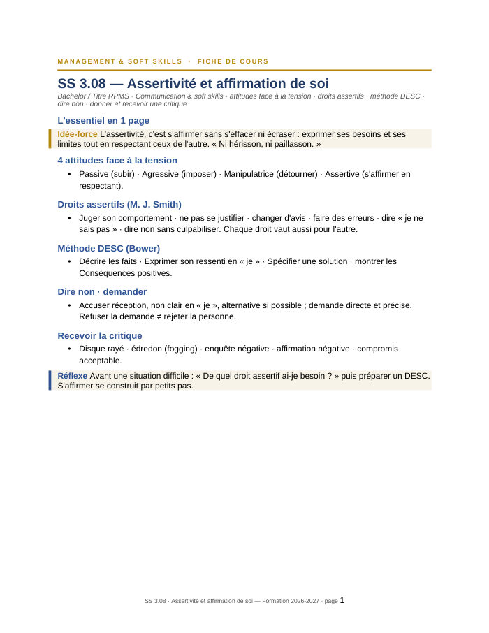 Première page de la synthèse